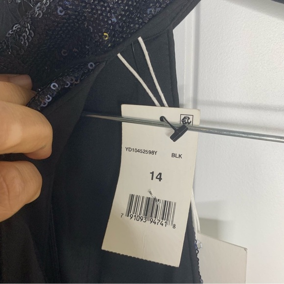 Likely Revolve black sequin halter Carrie formal gown size 14 prom wedding guest - Picture 6 of 10